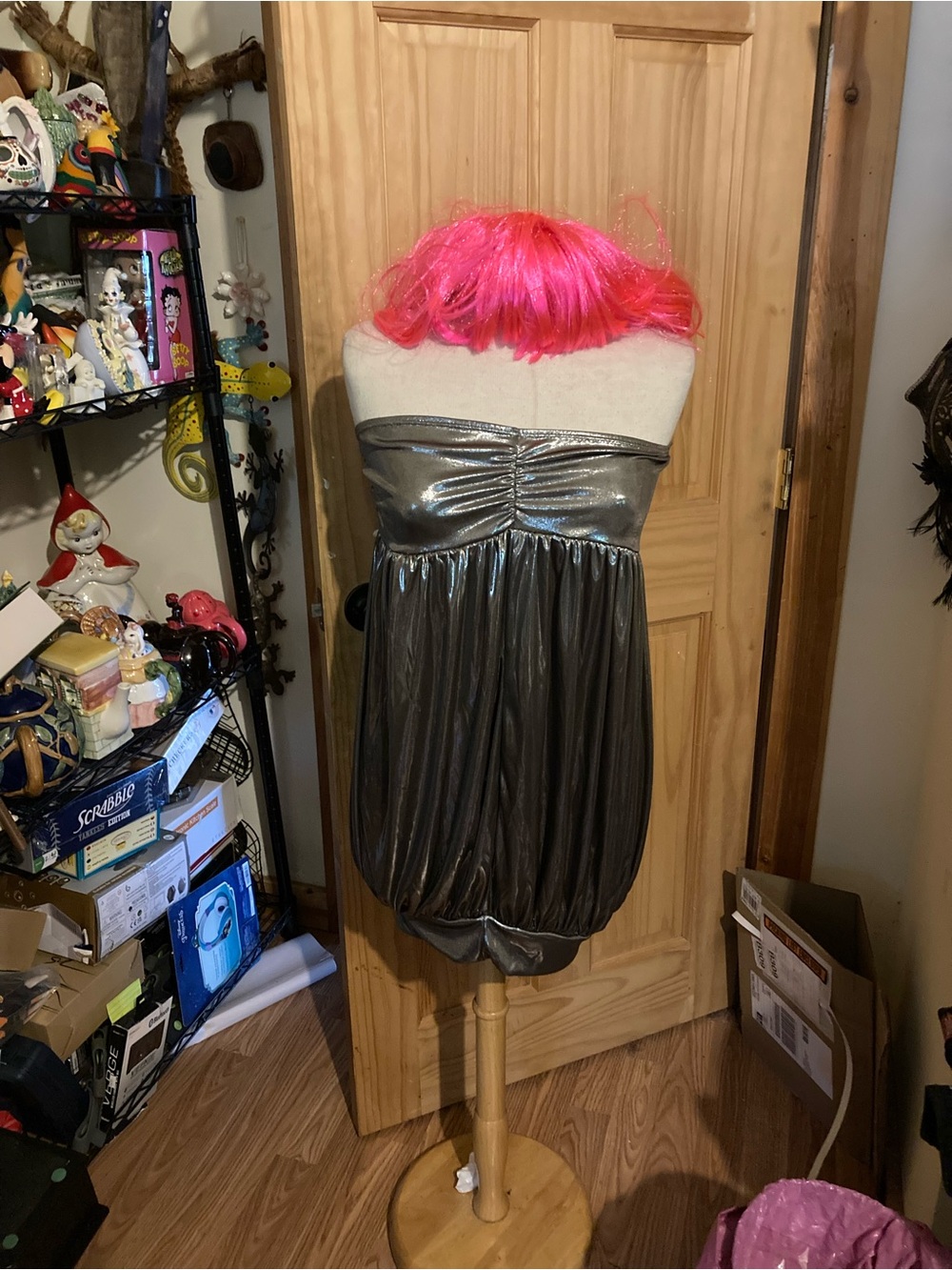 Silver dress and pink wig for cosplay